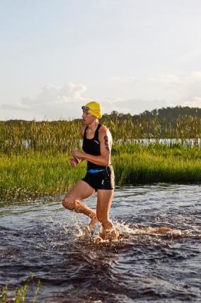 Exiting a lake swim!  